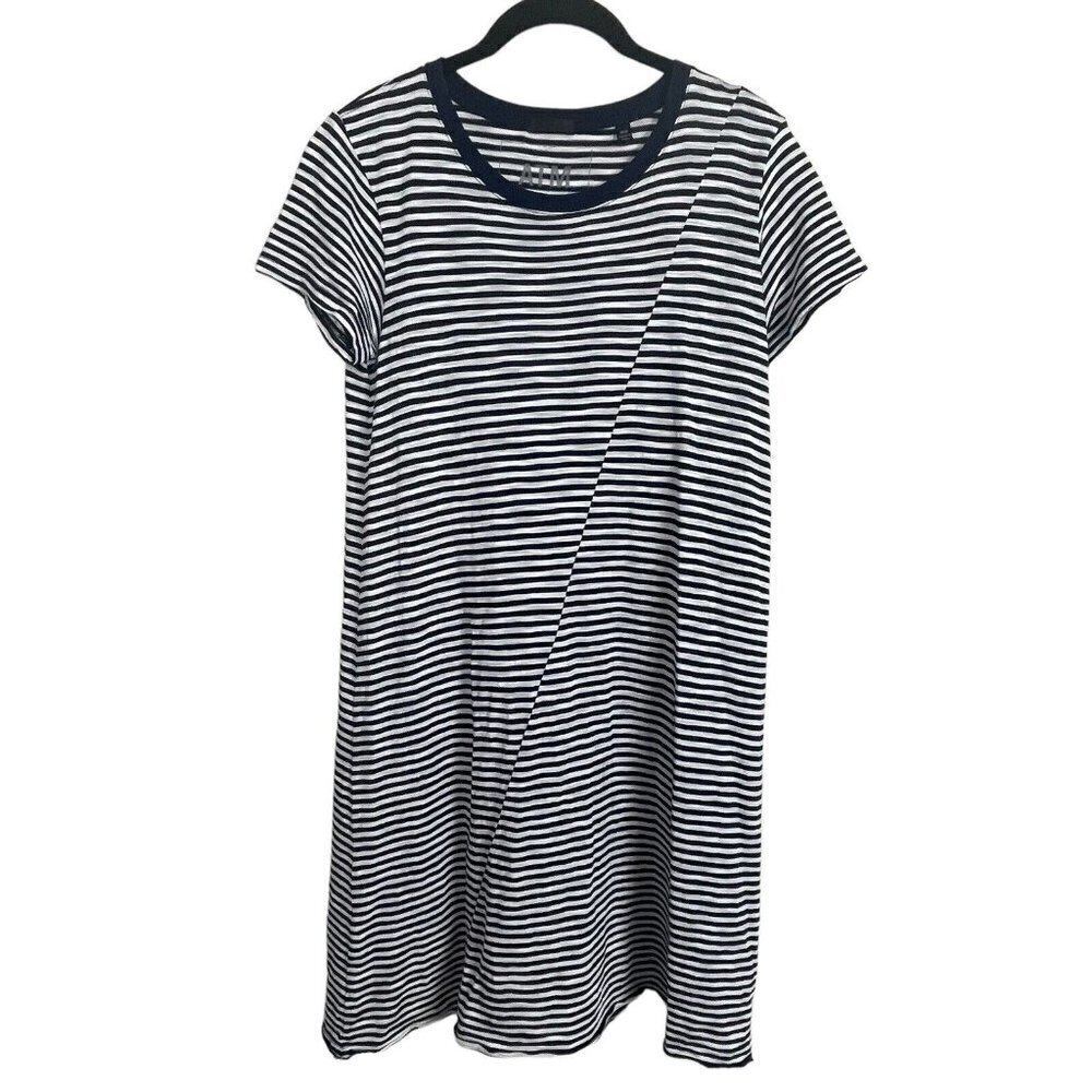 ATM Anthony Thomas Melillo‎ Striped T-Shirt Dress In Navy Sz M Minimalist Resort